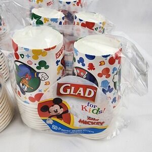 Mickey Mouse Glad Bathroom 3oz 20 Ct. 6 Packs - 120 Paper Cups Bathroom Disney